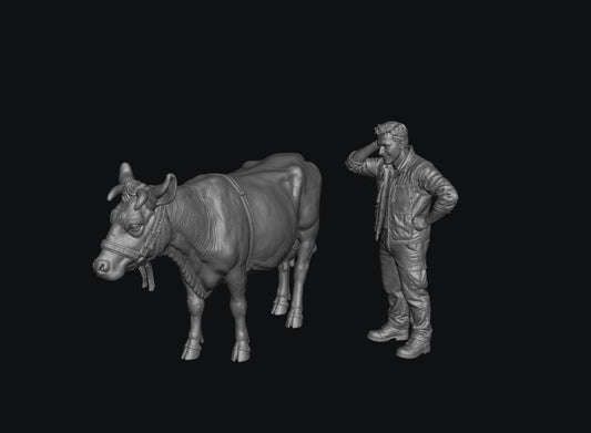 SMF8308 Modern Male Farmer and Dairy Cow