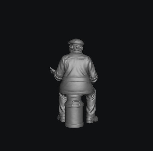 SMF8333 Male Farmer Sitting on Milk Churns Chatting 3
