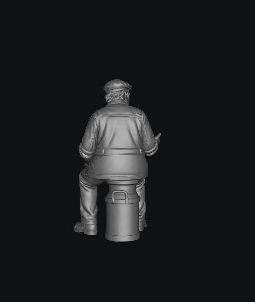 SMF8333 Male Farmer Sitting on Milk Churns Chatting 4
