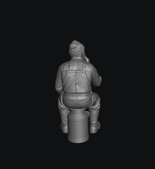 SMF8333 Male Farmer Sitting on Milk Churns Smoking 1