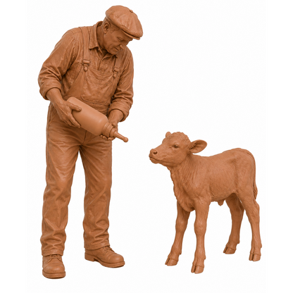 SMF9508 Farmer feeding Young Calf