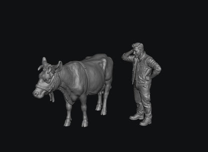 SMF8308 Modern Male Farmer and Dairy Cow