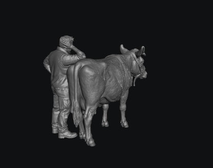 SMF8308 Modern Male Farmer and Dairy Cow