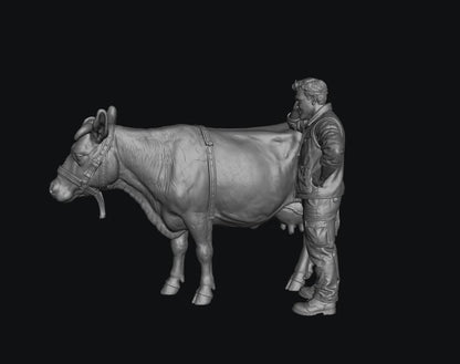 SMF8308 Modern Male Farmer and Dairy Cow