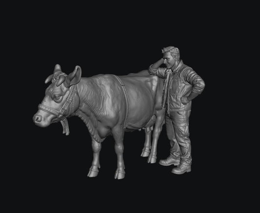 SMF8308 Modern Male Farmer and Dairy Cow