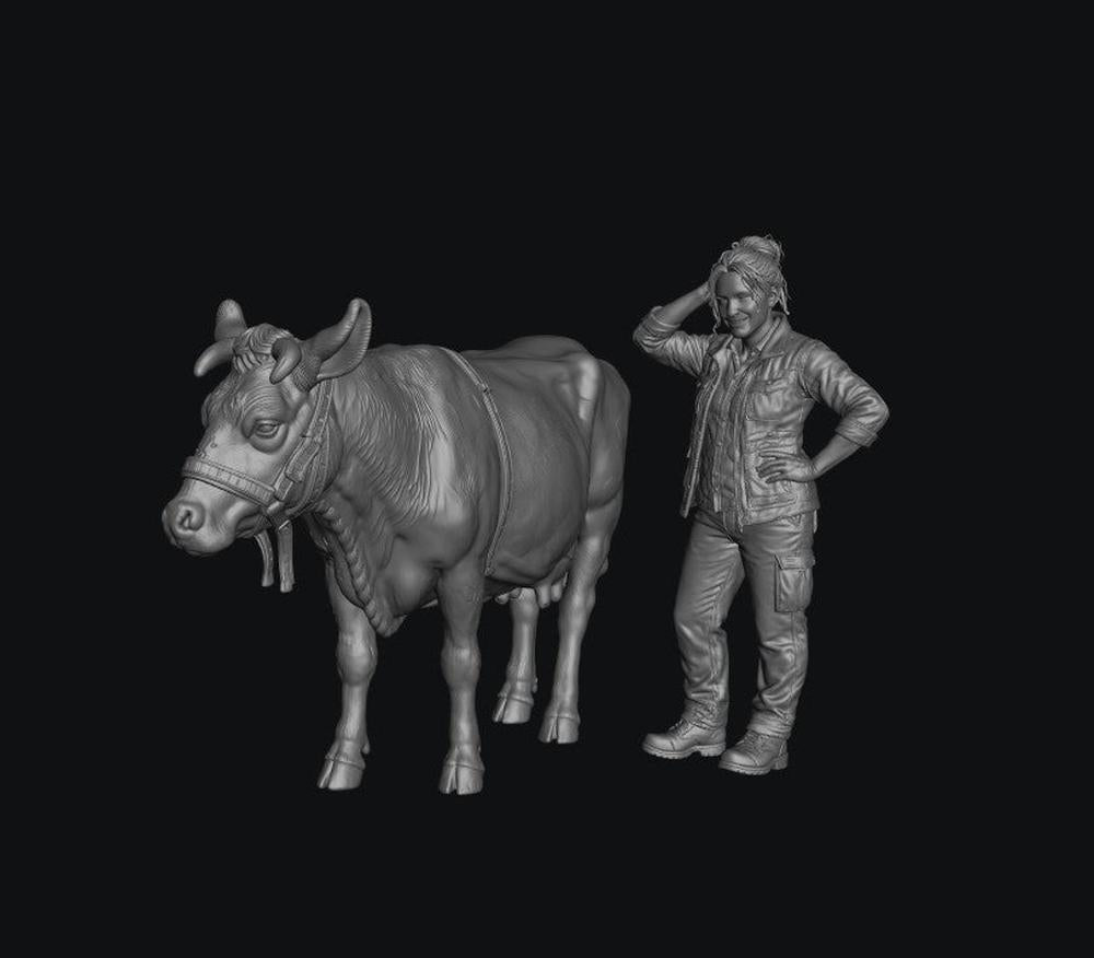 SMF8309 Modern Female Farmer and Dairy Cow