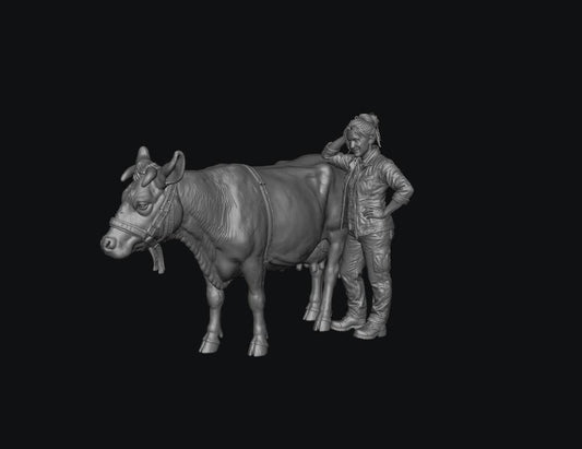 SMF8309 Modern Female Farmer and Dairy Cow