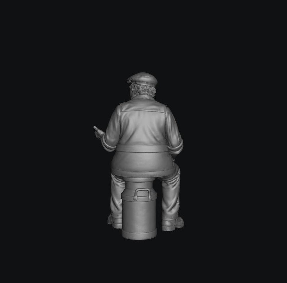 SMF8333 Male Farmer Sitting on Milk Churns Chatting 3