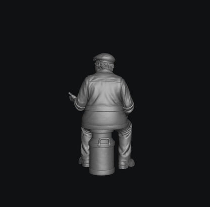 SMF8333 Male Farmer Sitting on Milk Churns Chatting 3