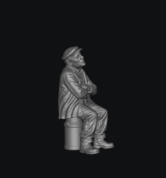 SMF8333 Male Farmer Sitting on Milk Churns Sleeping 5