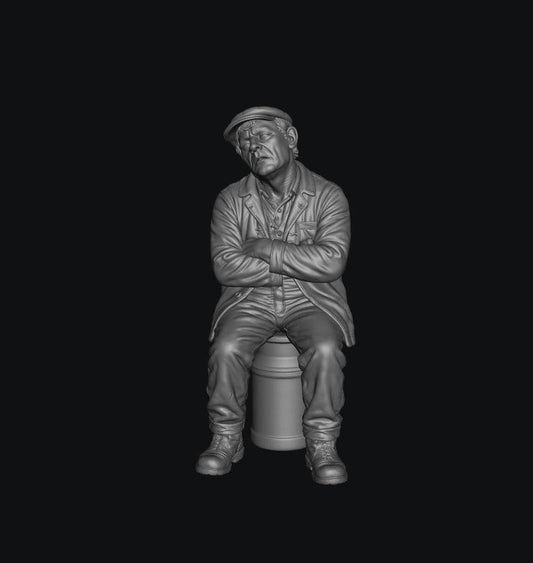 SMF8333 Male Farmer Sitting on Milk Churns Sleeping 5