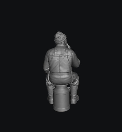 SMF8333 Male Farmer Sitting on Milk Churns Smoking 1