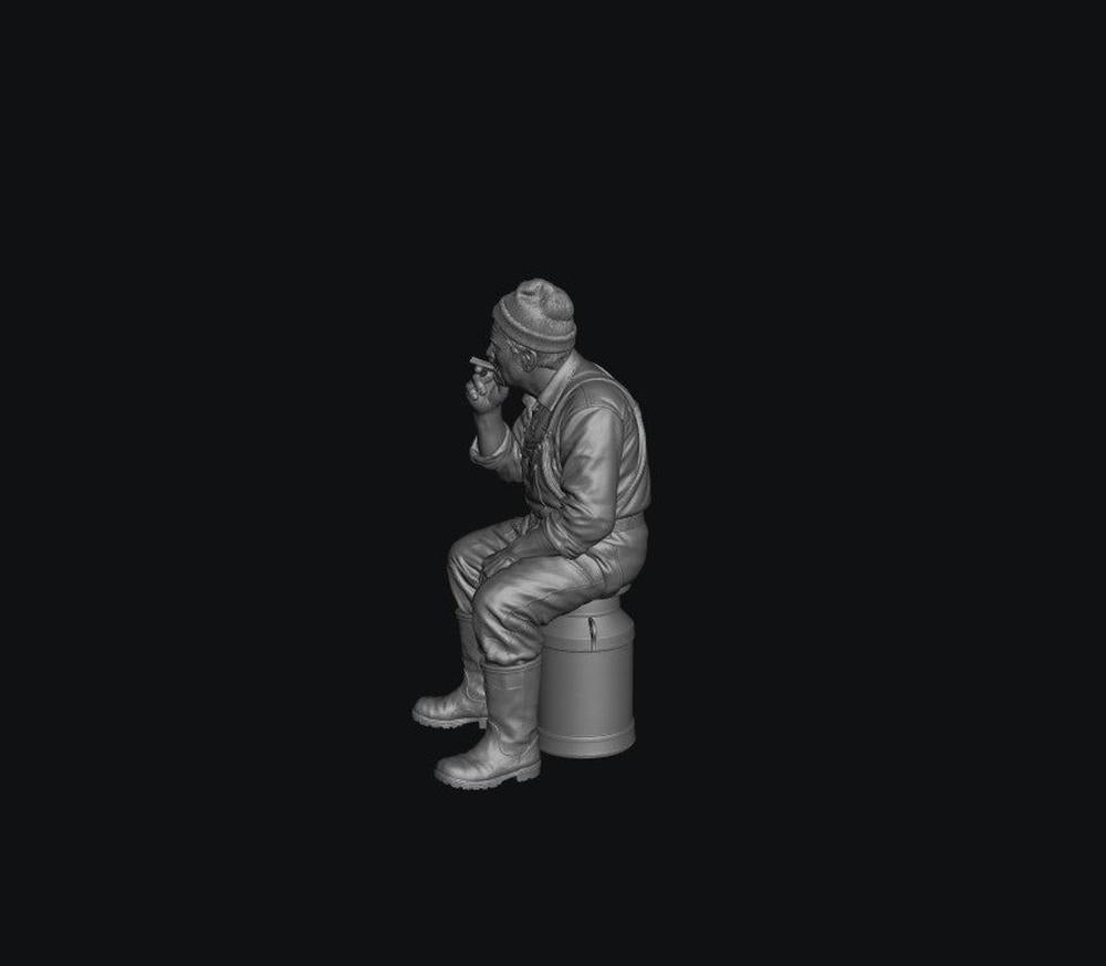 SMF8333 Male Farmer Sitting on Milk Churns Smoking 1