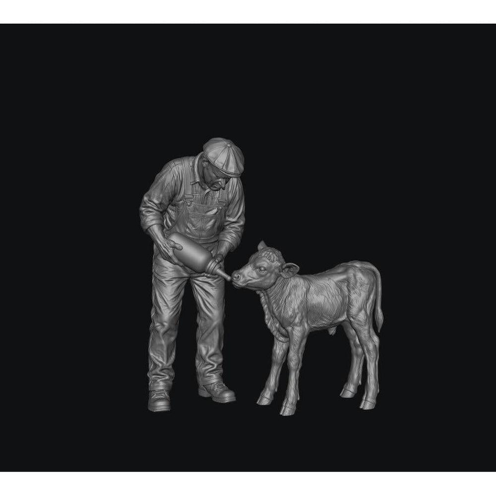 SMF9508 Farmer feeding Young Calf