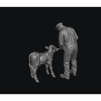 SMF9508 Farmer feeding Young Calf