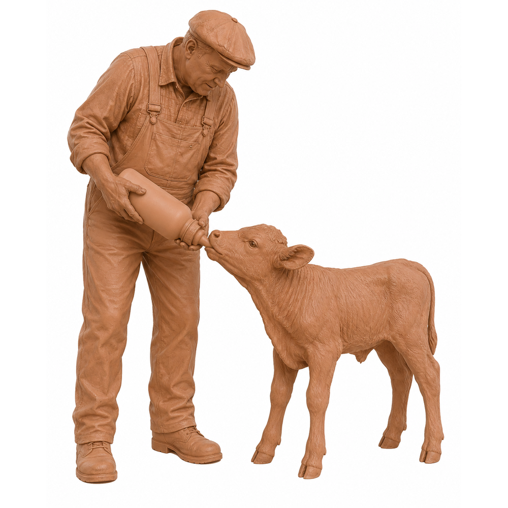 SMF9508 Farmer feeding Young Calf