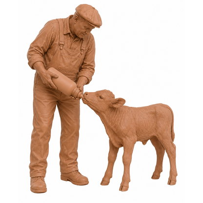SMF9508 Farmer feeding Young Calf